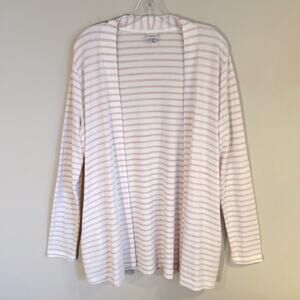 ✨ A New Day Light Pink/White Stripe Stretch Long Open Cardigan Sweater Sz Medium
